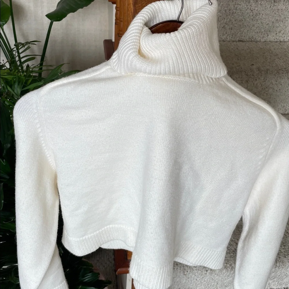 Zara Cream Cropped Turtleneck Sweater